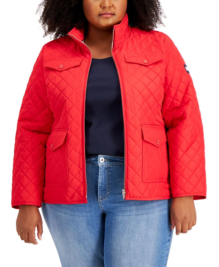 Tommy Hilfiger Plus Size Quilted Logo Jacket - Macy's