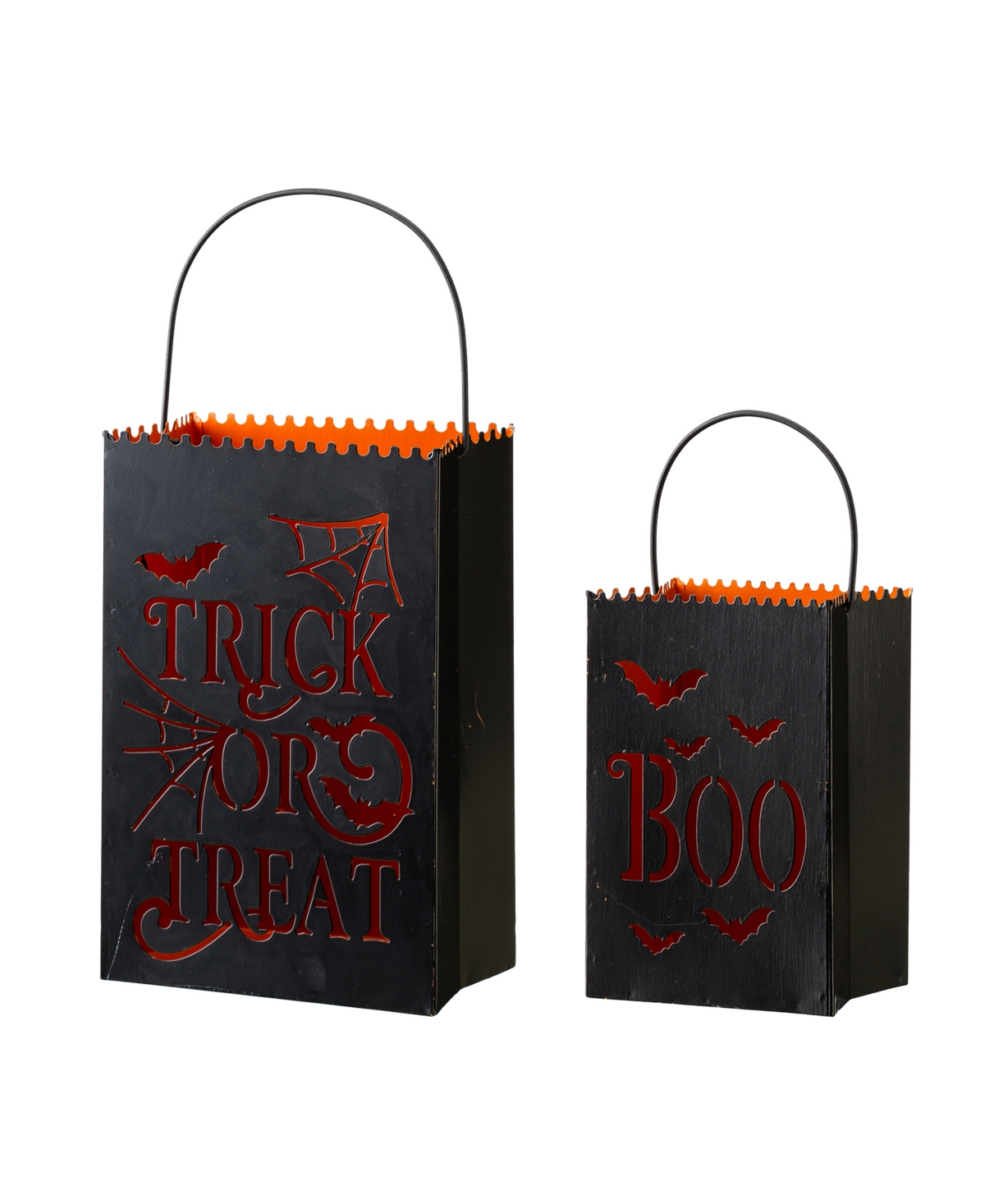 Glitzhome Halloween Metal Trick Or Treat Bucket, Set Of 2 In Black