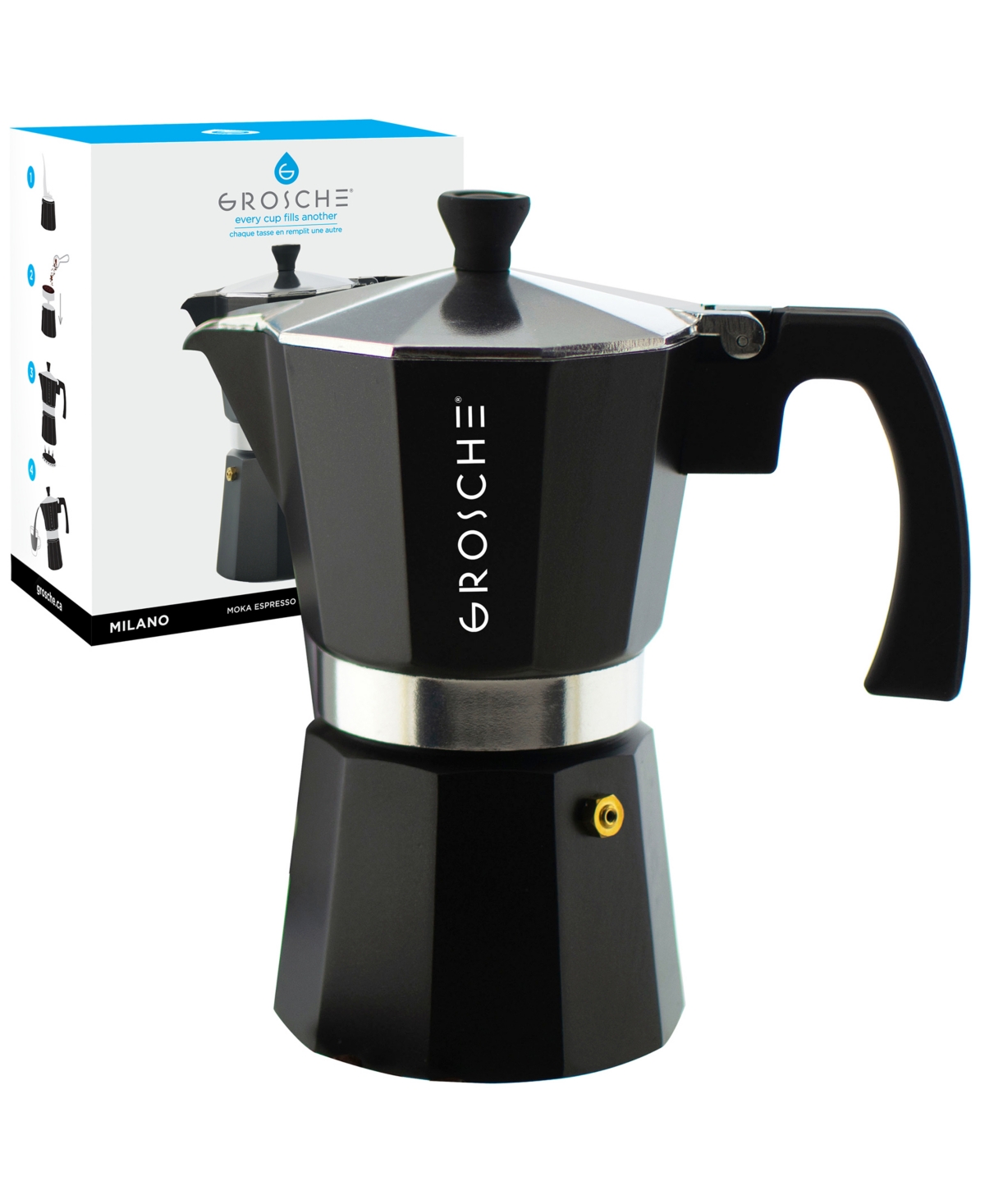 Grosche Milano Stovetop Espresso Maker Moka Pot 6 Espresso Cup Size