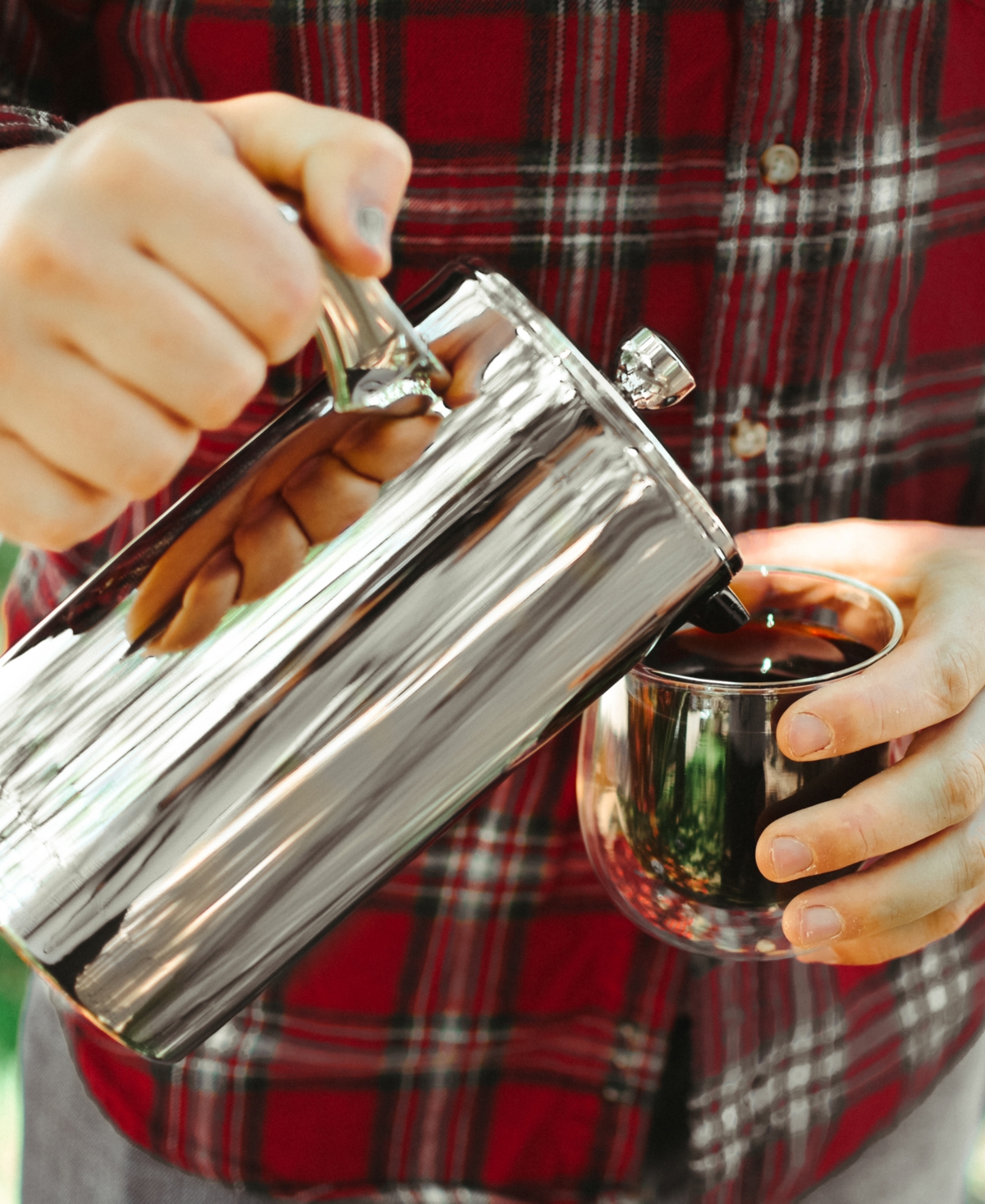 Grosche Dublin Stainless Steel Double Wall Insulated French Press, 34 fl oz Capacity - Silver-Tone