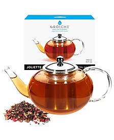 Joliette Hand Blown Glass Teapot with Stainless Steel Infuser, 42 fl oz Capacity