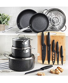 17-Pc. Nonstick Cookware & Knife Set