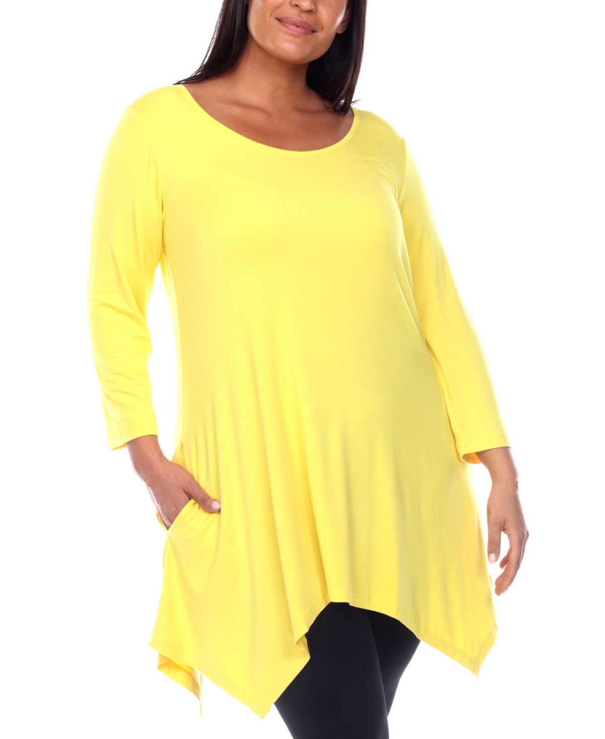 Shop White Mark Plus Size Makayla Scoop Neck Tunic Top In Yellow