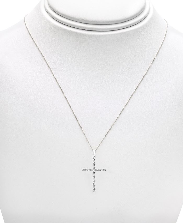 Macy's Diamond Cross 18" Pendant Necklace (1/2 ct. t.w.) in 14k White
