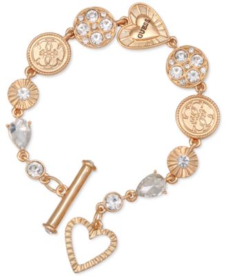 Gold-Tone Crystal & Logo Heart Flex Bracelet