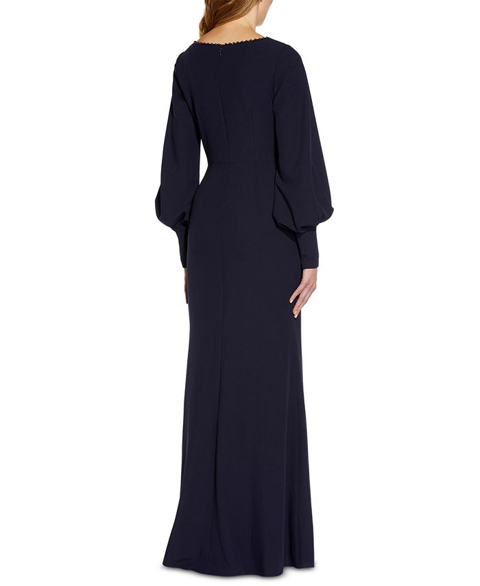 Adrianna Papell Embellished Asymmetric-Neck Gown - Macy's