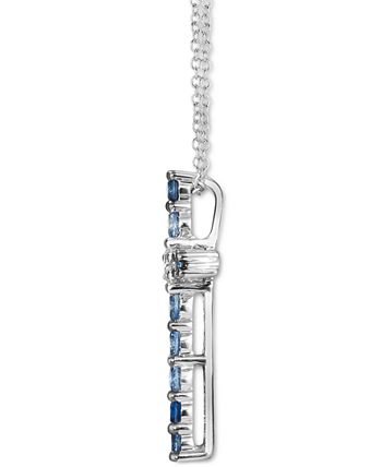 Le Vian - Blueberry Sapphire (5/8 ct. t.w.) & White Sapphire (1/8 ct. t.w.) Cross 18" Pendant Necklace in 14k White Gold