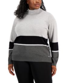 Plus Size Colorblocked Turtleneck Sweater