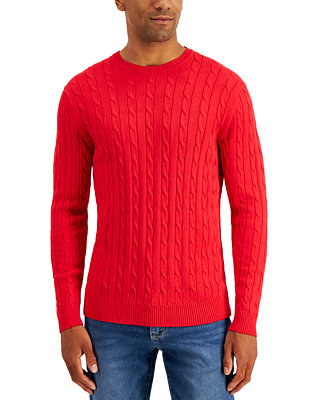 Club Room Men's Cable-Knit Cotton Sweater, Created for Macy's & Reviews ...