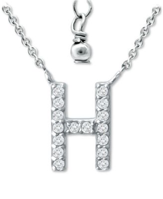 Cubic Zirconia Initial Pendant Necklace, 16" + 2" extender, Created for Macy's