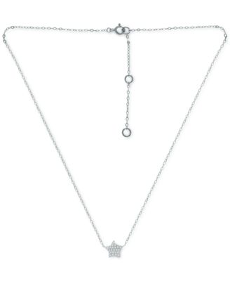 Cubic Zirconia Star Pendant Necklace in Sterling Silver, 16" + 2" extender, Created for Macy's