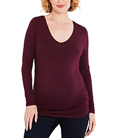 Long Sleeve Side-Ruched Maternity T-Shirt 