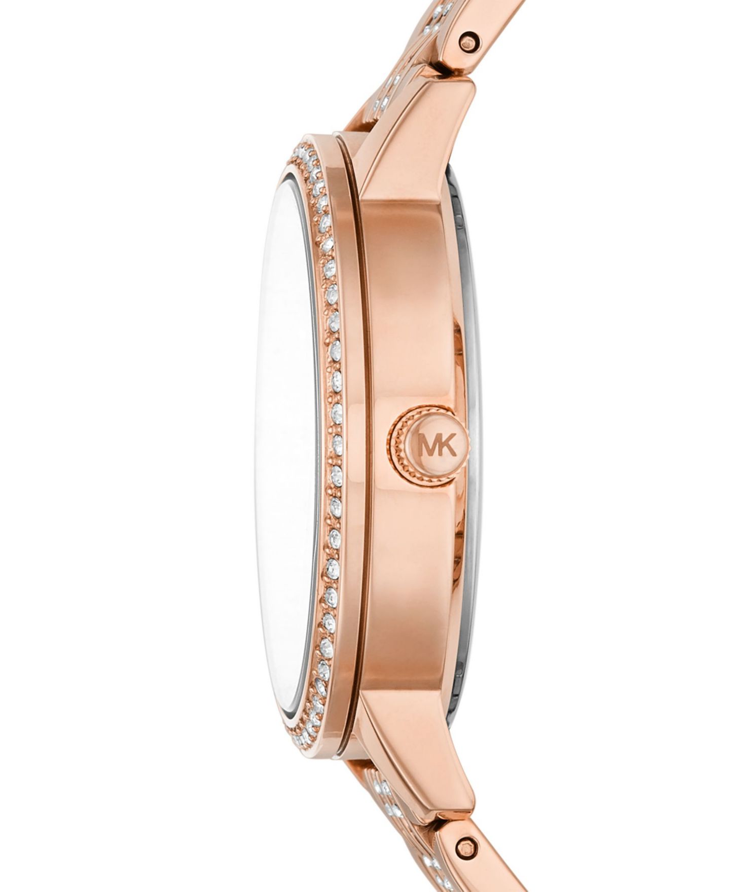 Женские часы Michael Kors Melissa Rose Gold-Tone Stainless Steel Bracelet Watch 35mm, цвет: Розовый золотой — фото 3
