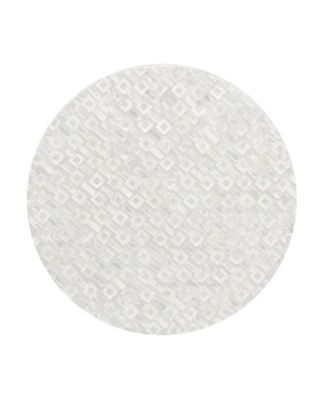 Mother of Pearl Drum Accent Table with Linear Mosaic Pattern and Gold Base