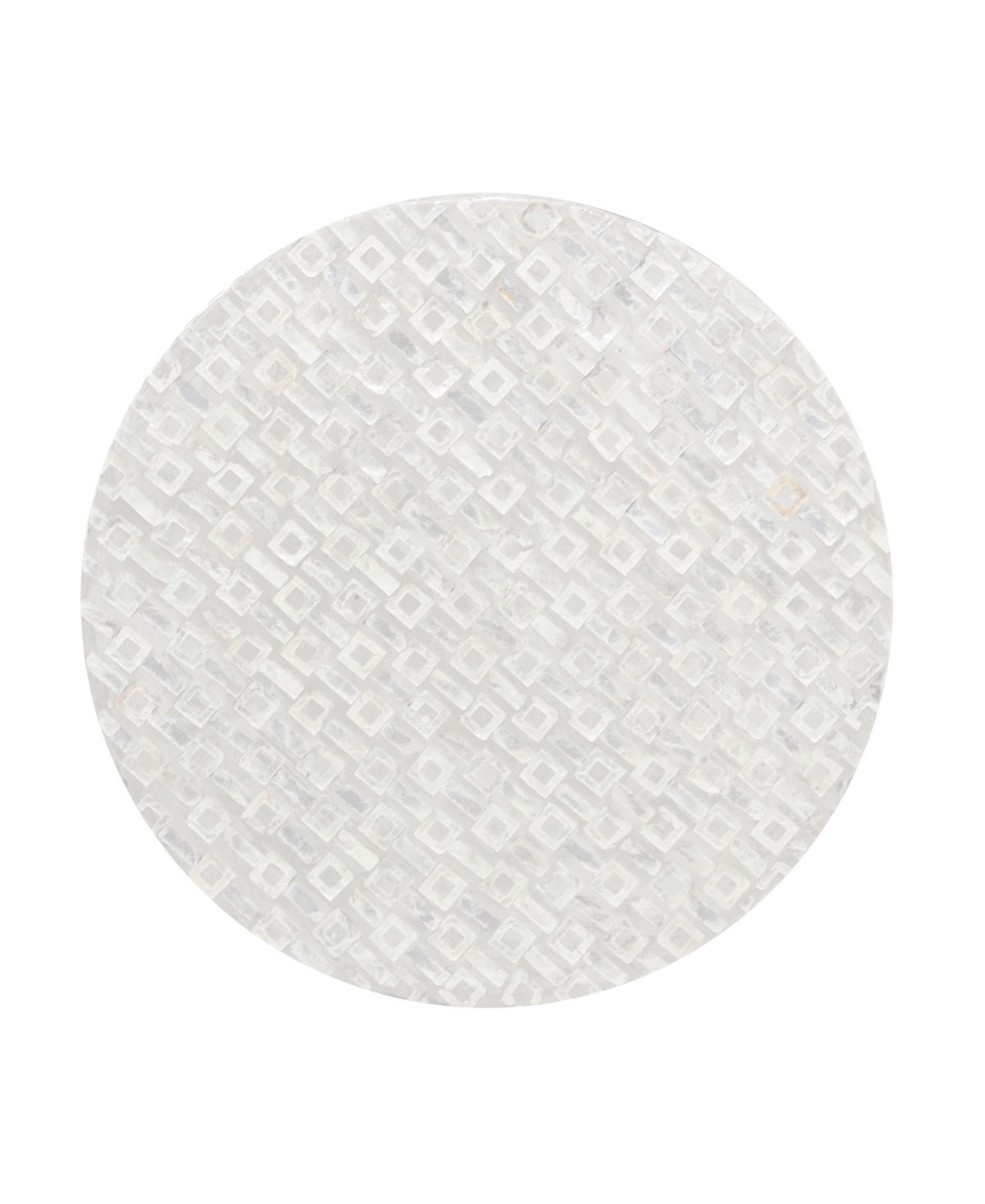 Rosemary Lane Mother of Pearl Drum Accent Table with Linear Mosaic Pattern and Gold Base