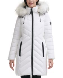 Faux-Fur-Trim Hooded Puffer Coat