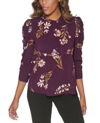 Calvin Klein - Floral Print 3/4-Sleeve Blouse