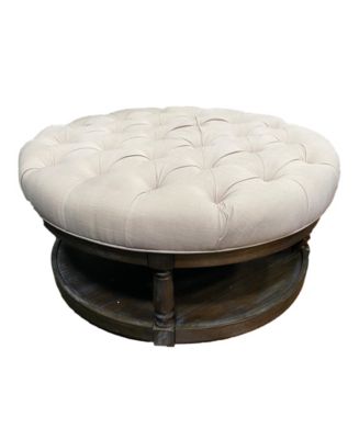 Samuel Tufted Upholstered Round Ottoman - Macy's
