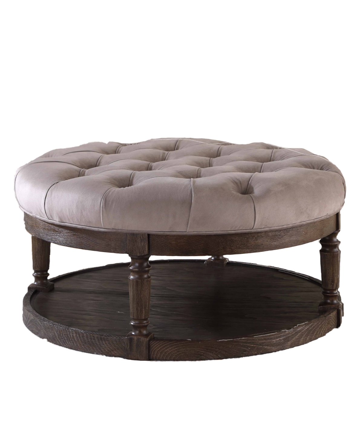 Shop Best Master Furniture Samuel Tufted Upholstered Round Ottoman In Otter