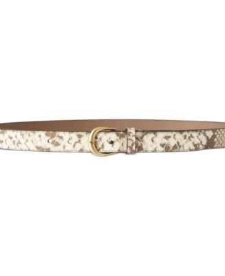 Lauren Ralph Lauren Kenton Python-Print Leather Belt - Macy's