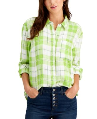 Style & Co - Metallic Flannel Button Down Top