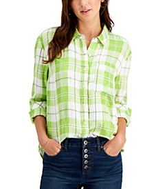 Metallic Flannel Button Down Top, Created for Macy's