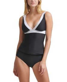 Colorblocked Tankini Top & High-Waist Bikini Bottoms