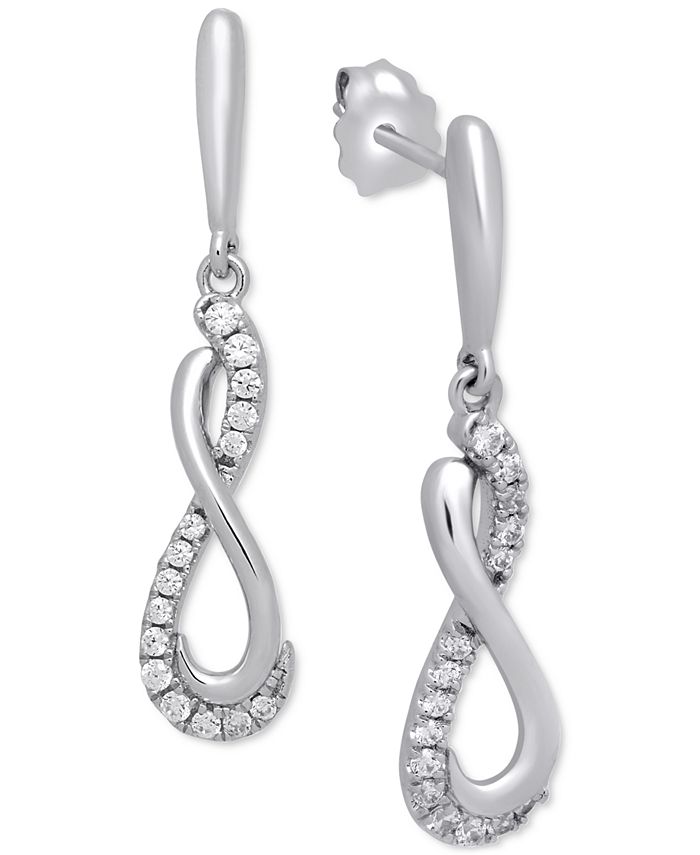 Macy's Diamond Infinity Drop Earrings (1/5 ct. t.w.) in Sterling Silver ...