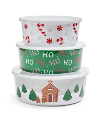 Martha Stewart Collection Holiday 3-Pc. Nesting Food Storage Containers,  Created for Macy's - Macy's