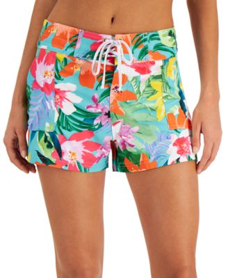 women's tropical print swim shorts