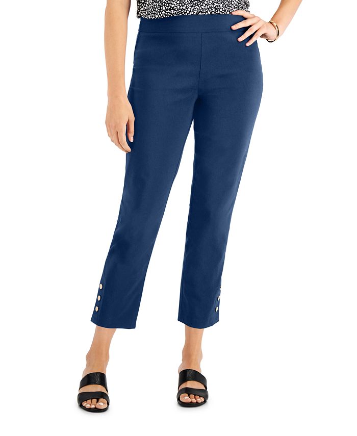 JM Collection Petite Button-Hem Pull-On Pants, Created for Macy's ...