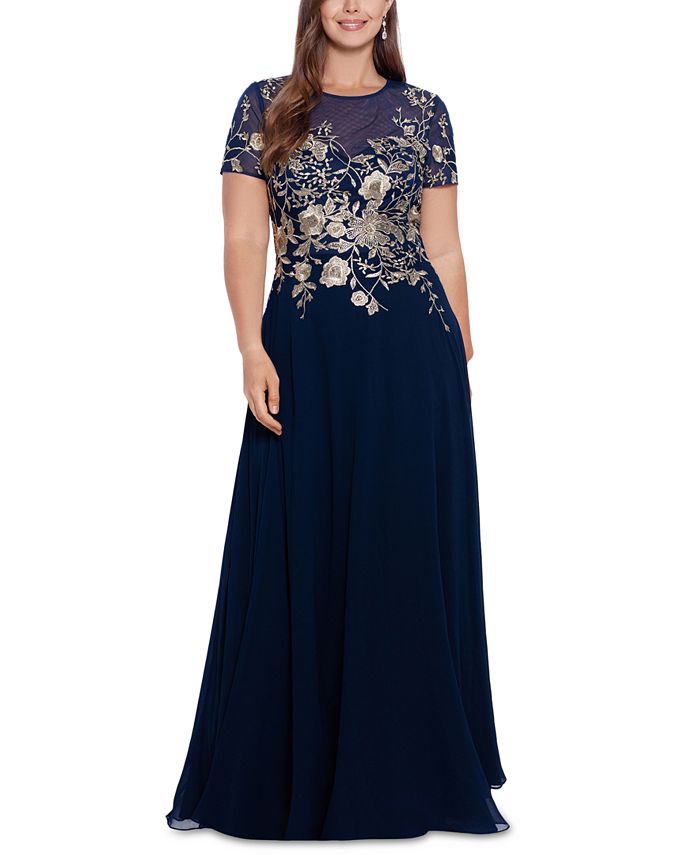 Betsy & Adam Plus Size Beaded Embroidered Gown & Reviews - Dresses
