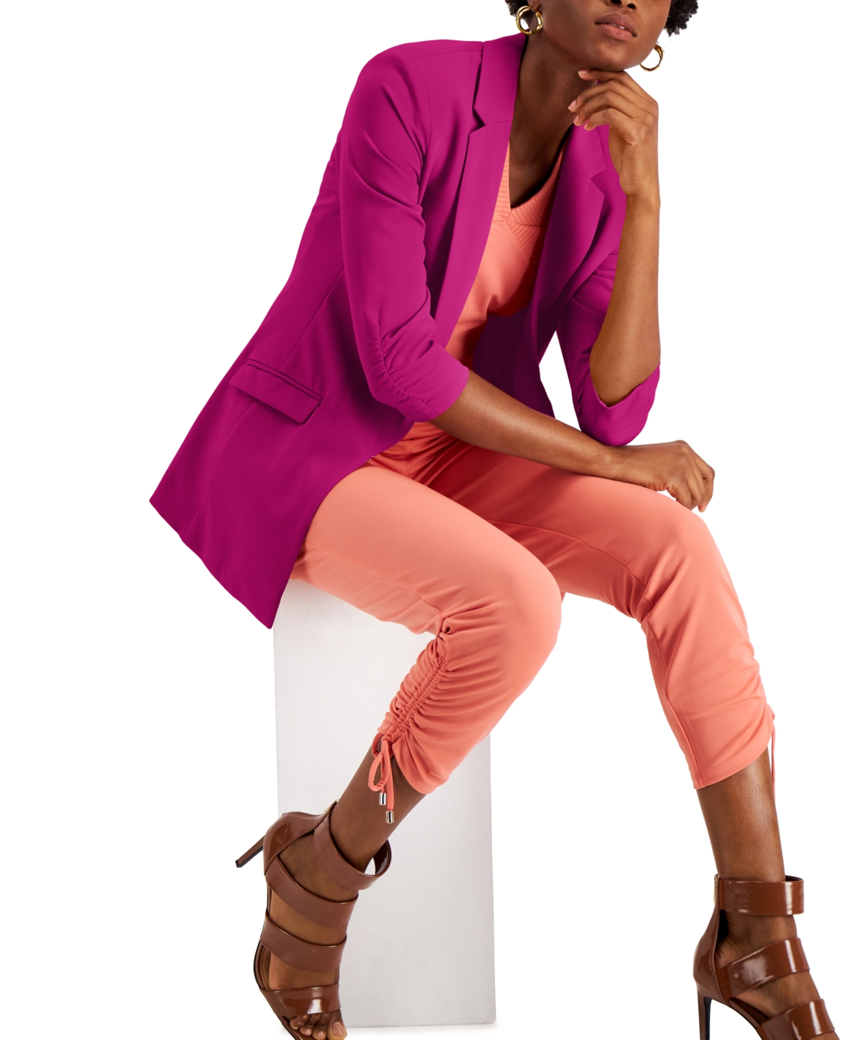 INC Petite Menswear Blazer, Created for Macy's - Pink Tutu