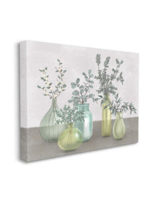Plants in Vases Neutral Gray Design Stretched Canvas Wall Art, 30" x 40"