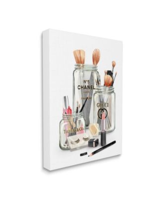 Fashion Brand Makeup in Mason Jars Glam Design Stretched Canvas Wall Art, 16" x 20"