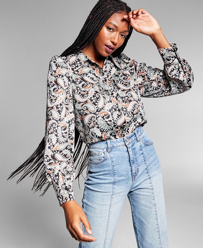 INC International Concepts Jeannie Mai X Shoulder Pad ButtonFront