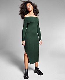 Jeannie Mai x INC Janelle Ribbed Off-The-Shoulder Bodycon Midi Dress, Regular & Petites, Created for Macy's