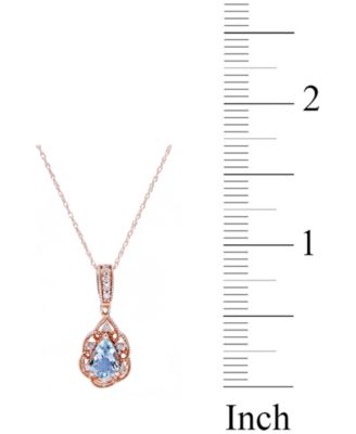 Aquamarine (1/2 ct. t.w.) & Diamond (1/10 ct. t.w.) Teardrop 18" Pendant Necklace in 14k Rose Gold-Plated Sterling Silver