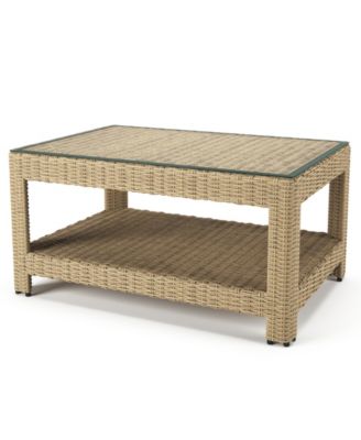 Furniture - Sydney Woven Coffee Table with Glass Top