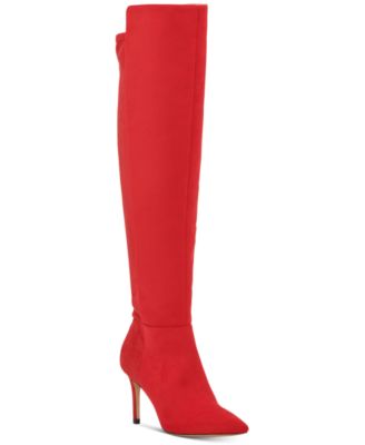 macy's red thigh high boots