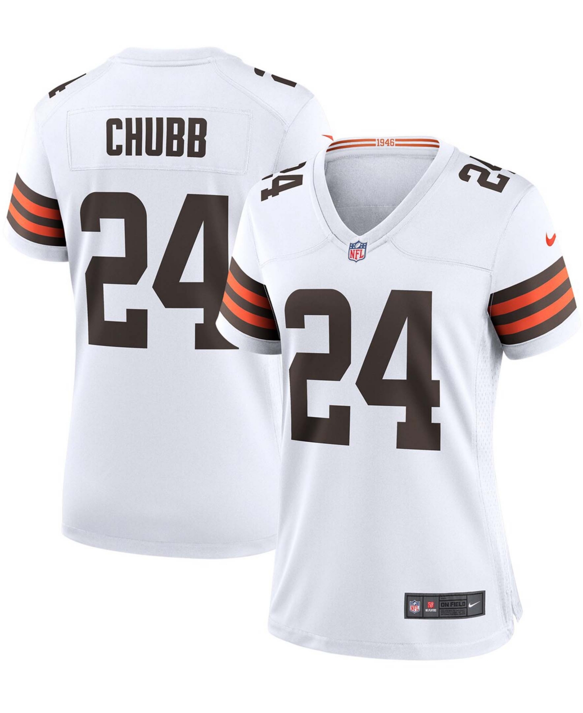 Women's Nick Chubb White Cleveland Browns Game Jersey