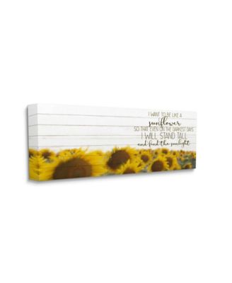 Be Like a Sunflower Wood Texture Inspiring Word Design Stretched Canvas Wall Art, 20" x 48"
