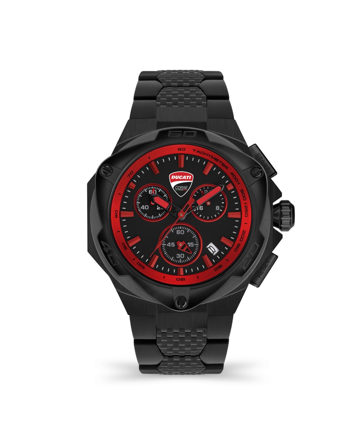 Ducati Corse Men's Motore Chronograph Black Stainless Steel Bracelet Watch 49mm