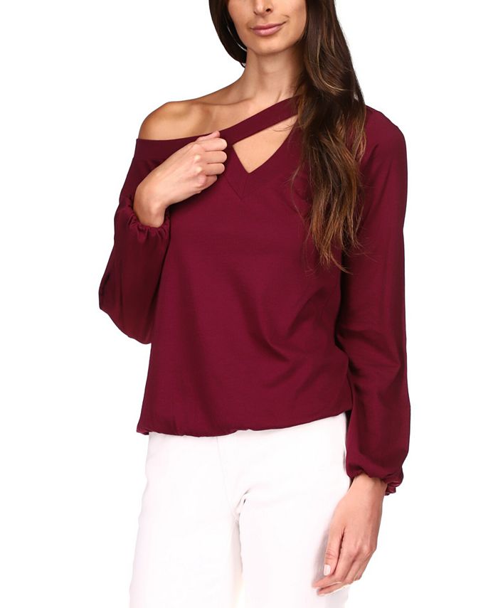 Michael Kors One Shoulder Keyhole Top Regular Petite Macy s