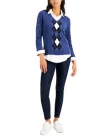 Layered-Look Argyle Sweater