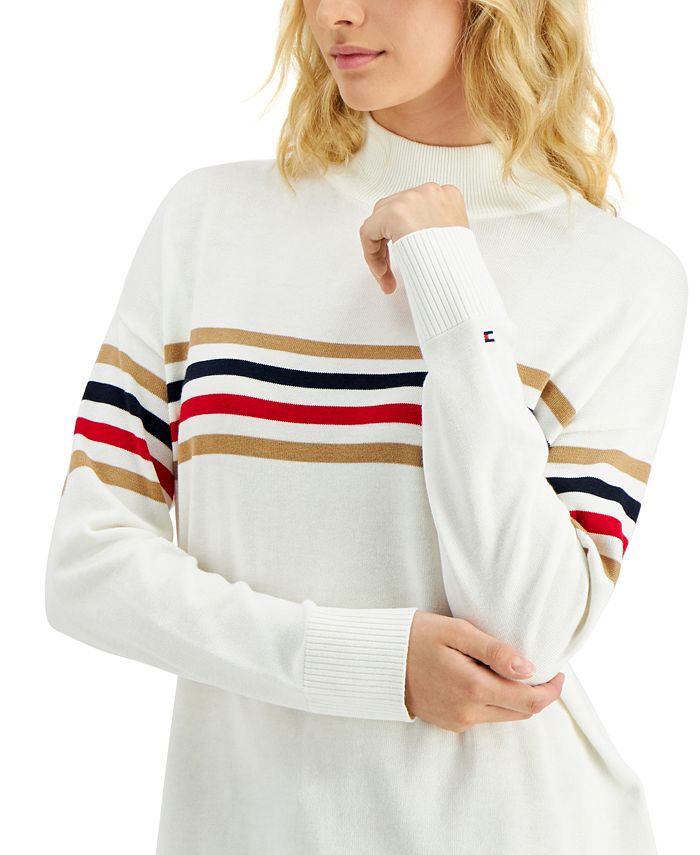 Tommy Hilfiger Striped Mock Neck Sweater & Reviews - Sweaters - Women ...