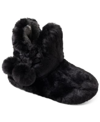 Cuddl Duds - Faux Fur Pom Pom Bootie Slippers