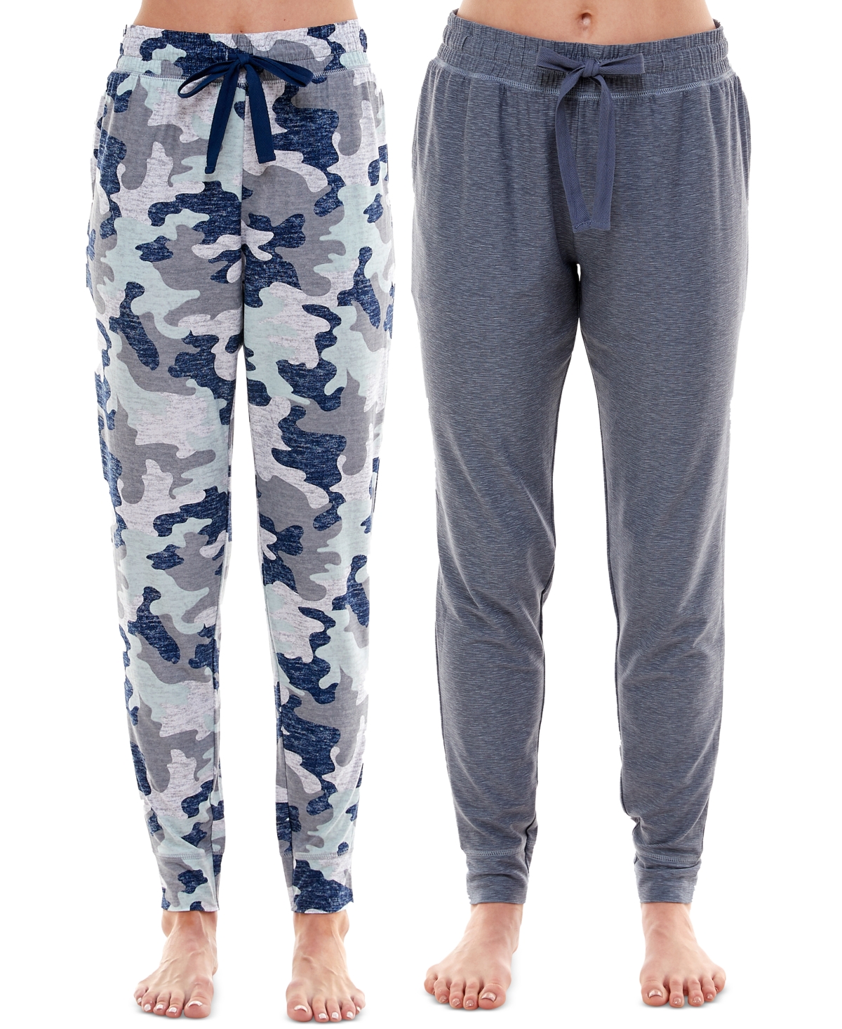 Roudelain Women's Ultra-soft Jogger Pajama Bottoms, Set Of 2 In Vintage Indigo,bella Vista Plaid