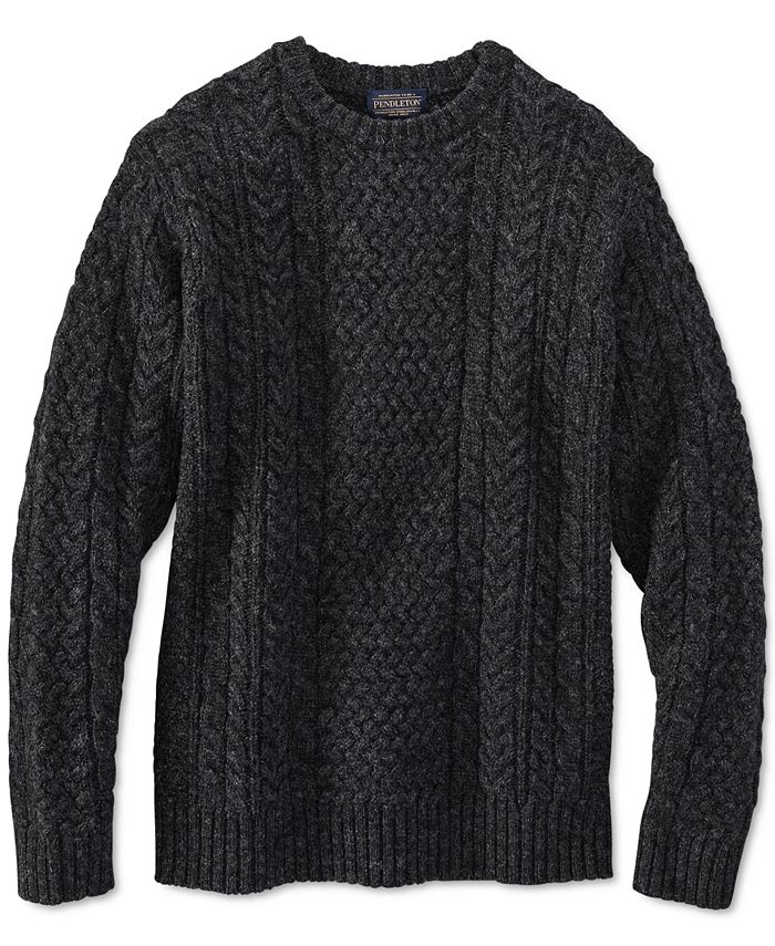 Pendleton Men's Cable-Knit Shetland Wool Fisherman Sweater - Macy's