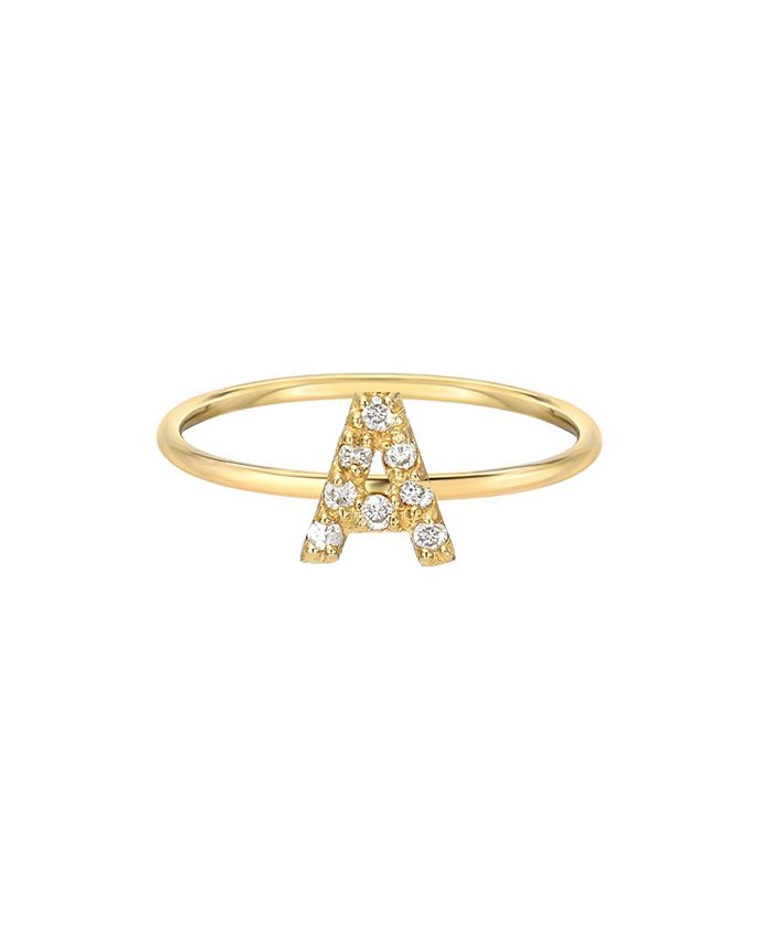 Zoe Lev Diamond Initial 14K Yellow Gold Ring - Macy's